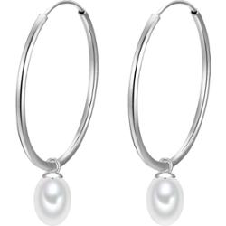 Glanzstücke München Srebrne kolczyki kreole srebro wysokiej próby Perła hodowlana słodkowodna srebrny Kolczyki koła 1 ct Damski