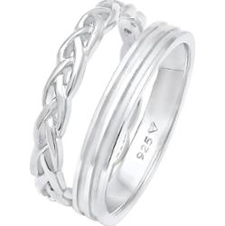 Elli Damska podwójna obrączka Duo Set Basic Wakrocz Węzeł Trend w srebrze 925 Sterling Silver Pierścionki 1 ct Damski