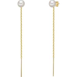 Valero Pearls Kolczyki wiszące z perłą srebro wysokiej próby Perła hodowlana słodkowodna żółte złoto 1 ct Damski
