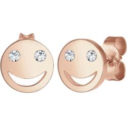 Elli Damskie kolczyki do uszu z uśmiechniętą buzią i kryształem ze srebra próby 925 Kolczyki 1 ct