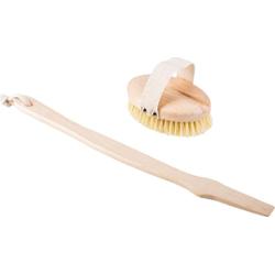 HHUUMM Szczotka do masażu ciała na sucho- włókno tampico, wersja z kijem No.2 Akcesoria do pielęgnacji 1 ct