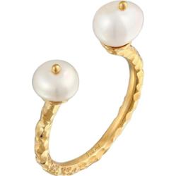 Elli PREMIUM Damski otwarty młotkowany trend z perły hodowlana słodkowodna w pozłacanym srebrze 925 Sterling Silver Pierścionki 1 ct