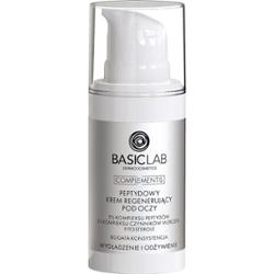 BasicLab PEPTYDOWY KREM REGENERUJĄCY POD OCZY Z 5% KOMPLEKSU PEPTYDÓW, FITOSTEROLAMI O BOGATEJ KONSYSTENCJI, WYGŁADZENIE I ODŻYWIENIE 15 ML Kremy pod