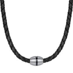 True Rebels Skórzany naszyjnik Skóra naturalna czarny Biżuteria męska 1 ct Męskie