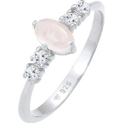 Elli PREMIUM Damski pierścionek zaręczynowy Oval Engagement Elegant Sparkling z różowym kwarcem i topaz w srebrze 925 Sterling Silver Pierścionki 1 ct