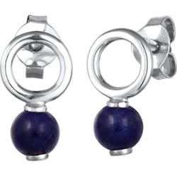 Elli Damski Okrągły Lapis Lazuli Niebieski 925 Sterling Silver Kolczyki 1 ct