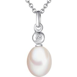 Lulu & Jane Srebro wysokiej pr óby Brylant Perła hodowlana słodkowodna Naszyjniki 1 ct Damski