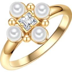 Lulu & Jane Mosiadz Cyrkonia Sztuczna perła Pierścionki 1 ct Damski