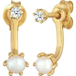 Elli DIAMONDS Damski kolczyk z diamentem (0.06 ct) i perłą hodowlana słodkowodną w pozłacanym srebrze 925 Sterling Silver Kolczyki 1 ct