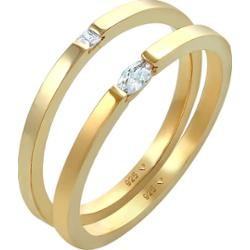 Elli Damski zestaw Soliter markiza z kryształami cyrkonii pozłacane srebro 925 Sterling Silver Pierścionki 1 ct