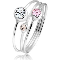 Elli Zestaw damski do łączenia Modern z kryształami w srebrze próby 925 Sterling Silver Pierścionki 1 ct Damski