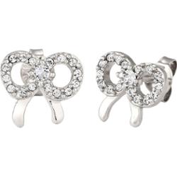 Elli Kolczyki sztyfty Kobiety Wstążka Szklane kryształy Xirius Szlif Białe 925 Sterling Silver Pozłacane 1 ct Damski