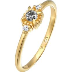 Elli DIAMONDS Damski pierścionek soliter z diamentem (0.11 ct.) i topazem w srebrze próby 925 Sterling Silver Pierścionki