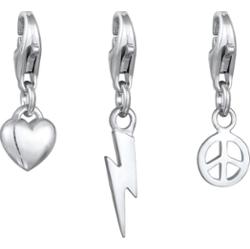 KUZZOI Męski zestaw charmsów Heart Lightning Peace ze słodkowodną perłą hodowlaną ze srebra próby 925 Biżuteria męska 1 ct Męskie