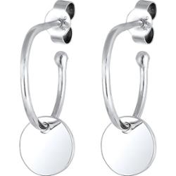 Elli Damska zawieszka na ucho Geo płytka kreole w pozłacanym srebrze 925 Sterling Silver Kolczyki koła 1 ct Damski