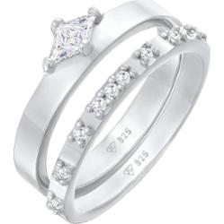 Elli Damski zestaw soliter zaręczyny z kryształami cyrkonii w srebrze 925 Sterling Silver Pierścionki 1 ct
