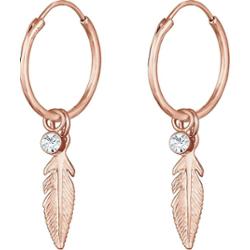 Elli Damskie kreole pióro zawieszka Boho Festiwal z kryształami w srebrze 925 Sterling Silver Kolczyki koła 1 ct