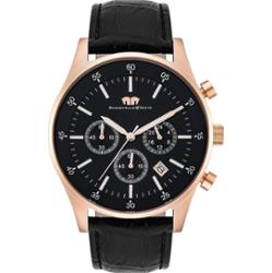 Rhodenwald & Söhne Chronograf Goodwill Różowy złoty Skóra naturalna Czarny Zegarki damskie 1 ct Męskie