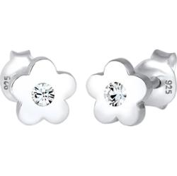 Elli Kolczyki dziecięce symbol kwiatu z różowym kryształem ze srebra próby 925 Sterling Silver 1 ct Damski