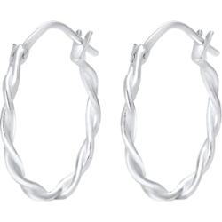 Elli Damskie kreole Basic skręcone w srebrze 925 Sterling Silver Kolczyki koła 1 ct