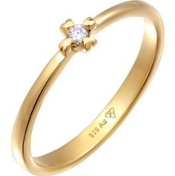 Elli DIAMONDS Damski pierścionek zaręczynowy pasjans serce z diamentem (0.03 ct.) ze srebra próby 925 Sterling Silver Pierścionki 1 ct