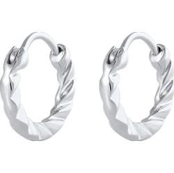 Elli Damskie Mini kreole strukturyzowane Basic w pozłacanym srebrze próby 925 Sterling Silver Kolczyki koła 1 ct