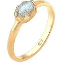 Elli Damski Vintage Look Basic z kamieniem labradorytem w srebrze 925 Sterling Silver Pierścionki 1 ct