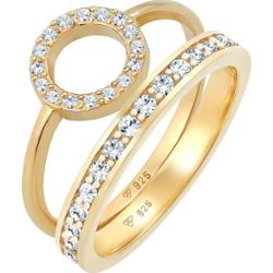 Elli PREMIUM Damska obrączka Duo Memorie Circle Geo Timeless z kryształami w srebrze próby 925 sterling silver Pierścionki 1 ct Damski