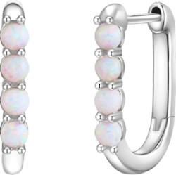Glanzstücke München Srebrne kolczyki kreole srebro wysokiej próby Opal (synt.) srebrny Kolczyki 1 ct Damski