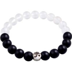 KUZZOI Męskie koraliki z symbolem Yin Yang z onyksem w srebrze próby 925 Sterling Silver Biżuteria męska 1 ct