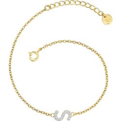 Glanzstücke München Bransoletka Litera R z Srebro wysokiej próby w Żółte złoto Bransoletki 1 ct Damski