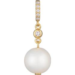 Elli PREMIUM Damski wisiorek klasyczny z perłą hodowlaną słodkowodną i cyrkoniami z pozłacanego srebra próby 925 Sterling Silver Wisiorki 1 ct