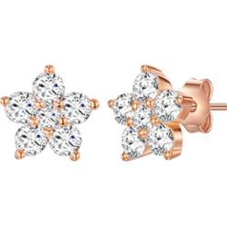 Rafaela Donata Srebrne kolczyki sztyfty Kwiat srebro wysokiej próby Cyrkonia różowe złoto Kolczyki 1 ct Damski
