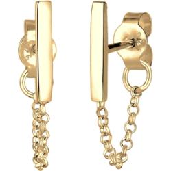 Elli Damskie kolczyki sztyfty łańcuszek podłużne Geo Basic Trend w srebrze 925 Sterling Silver Kolczyki 1 ct