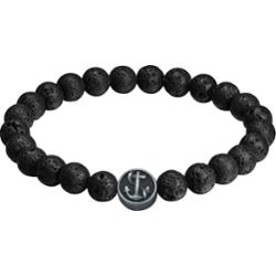 True Rebels Bransoletka z kamieniem szlachetnym Kotwica Stal szlachetna Kamień lawowy czarny Bransoletki 1 ct Męskie