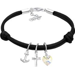 Elli Damski krzyżyk srece kotwica z kryształami w srebrze próby 925 Sterling Silver Bransoletki 1 ct