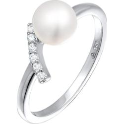 Nenalina Damski elegancki pierścionek z perłą hodowlaną słodkowodną i cyrkoniami ze srebra próby 925 Sterling Silver Pierścionki 1 ct
