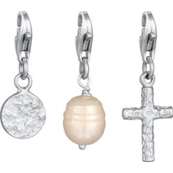 KUZZOI Męski zestaw zawieszek z perłą krzyżową i hodowlaną perłą słodkowodną ze srebra próby 925 Biżuteria męska 1 ct Męskie
