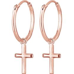 Elli Damskie kreole zawieszka krzyżyk wiara religia w srebrze 925 Sterling Silver Kolczyki koła 1 ct