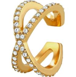 Elli Damski krzyż earcuff Cross Basic Minimal z kryształami w srebrze próby 925 Nausznice 1 ct