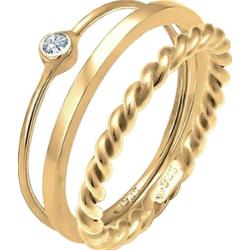 Elli Zestaw damski pasjans Basic Twisted z kryształem ze srebra próby 925 Pierścionki 1 ct Damski