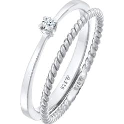 Elli DIAMONDS Damski zestaw soliter 2 częściowy skręcony z diamentem (0.03 ct.) w srebrze 925 Sterling Silver Pierścionki 1 ct