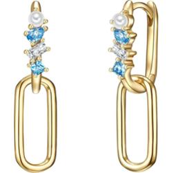 Glanzstücke München Kolczyki wiszące srebrne srebro wysokiej próby Cyrkonia Perła hodowlana słodkowodna żółte złoto 1 ct Damski