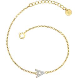 Glanzstücke München Bransoletka Litera R z Srebro wysokiej próby w Żółte złoto Bransoletki 1 ct Damski