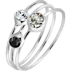 Elli Damski zestaw 3 eleganckich zegarków z kryształami ze srebra próby 925 Pierścionki 1 ct