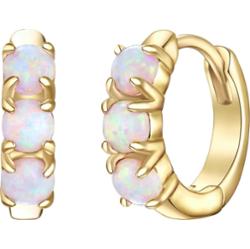 Glanzstücke München Srebrne kolczyki kreole srebro wysokiej próby Opal (synt.) żółte złoto Kolczyki koła 1 ct Damski
