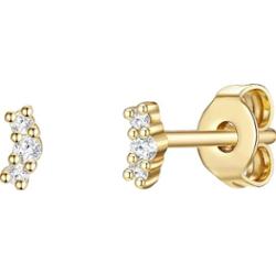 Glanzstücke München Srebrne kolczyki sztyfty srebro wysokiej próby Cyrkonia żółte złoto Kolczyki 1 ct Damski