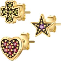 Glanzstücke München Kolczyki koniczyna/gwiazda/serce z Srebro wysokiej próby w Żółte złoto 1 ct Damski