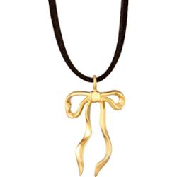 Elli Damski wisiorek z kokardą i skórzanym paskiem z pozłacanego srebra próby 925 Naszyjniki 1 ct