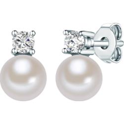 Lulu & Jane Srebro wysokiej pr óby Cyrkonia Perła (synt.) Kolczyki 1 ct Damski